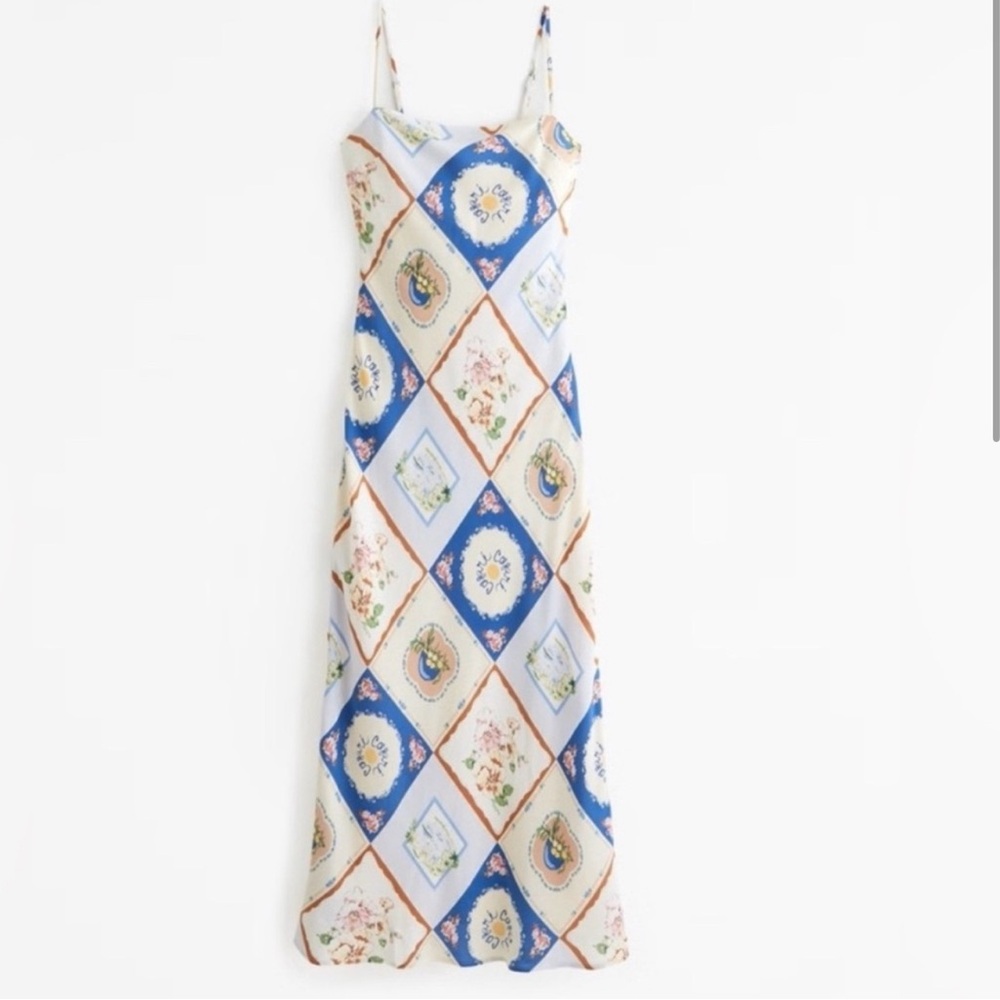 A&F Maxi Dress in Blue Tile Print